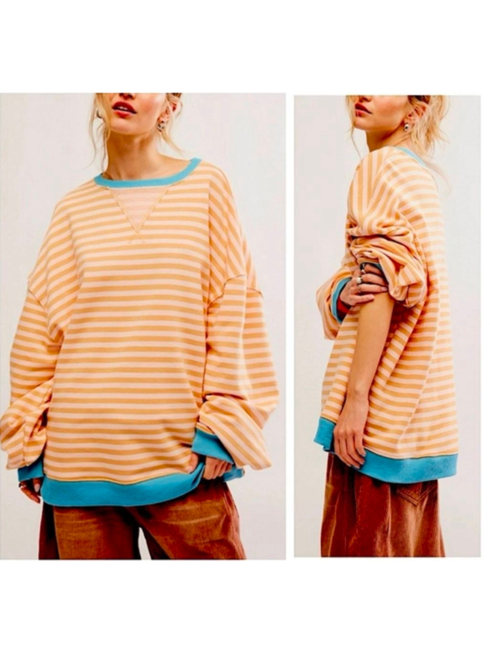 Free People We The Free Classic Striped Oversized Crewneck Size XS